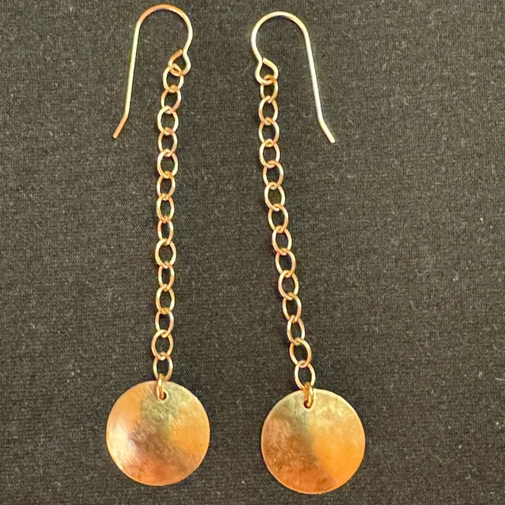 Vintage Gold Tone Dangle Disc Earrings